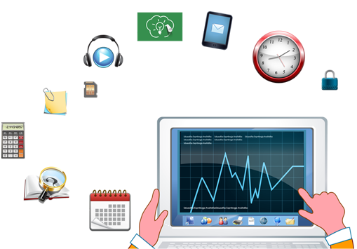 Cloud service icons and connected digital business services